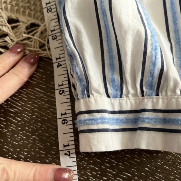 J. Crew Tie Front Vertical Stripes Cotton Blouse - Picture 8 of 15